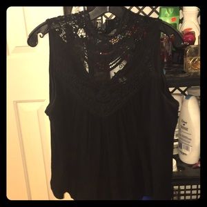 High neck lace top